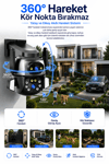 Vivatech Hina Dual Lens WiFi Akıllı Güvenlik Kamerası - 4MP 1080MP 360° Hareketli Waterproof Su Geçirmez, Carecam Pro Uygulamalı