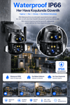 Vivatech Hina Dual Lens WiFi Akıllı Güvenlik Kamerası - 4MP 1080MP 360° Hareketli Waterproof Su Geçirmez, Carecam Pro Uygulamalı