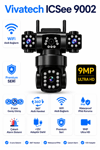 Vivatech ICSee 9002 WiFi Akıllı Güvenlik Kamerası - 9MP 3 Lensli 360° Görüş Hareketli Waterproof, Çakarlı Sesli Görüşme (+12V)