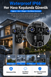Vivatech ICSee 9002 WiFi Akıllı Güvenlik Kamerası - 9MP 3 Lensli 360° Görüş Hareketli Waterproof, Çakarlı Sesli Görüşme (+12V)