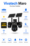 Vivatech Maro 64GB Hafıza Kartlı Güneş Enerjili Akıllı Güvenlik Kamerası - WiFi 12MP Üç Kameralı UltraHD Kablosuz Solar