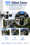 Vivatech Mizu WiFi Akıllı Güvenlik Kamerası - 6MP Üç Kameralı, 10X Dijital Zoom Gece Görüş Türkçe Çift Yönlü Konuşma