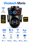Vivatech Morio 128GB Hafıza Kartlı WiFi Akıllı Güvenlik Kamerası - 8MP FullHD Dual Lens Hareketli + Sabit, HiEasy Gece Görüşlü (+12V)