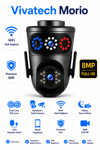 Vivatech Morio WiFi Akıllı Güvenlik Kamerası - 8MP FullHD Dual Lens Hareketli + Sabit, HiEasy Gece Görüş Sesli Takip (+12V)