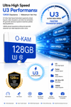 Vivatech O-Kam 128GB U3 Class 10 Micro SD Hafıza Kartı - Yüksek Hızlı Kamera Uyumlu Depolama Kartı