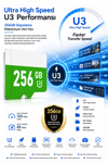 Vivatech O-Kam 256GB U3 Class 10 Micro SD Hafıza Kartı - Yüksek Hızlı Kamera Uyumlu Depolama Kartı