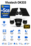 Vivatech OK333 4G Çift Solar Panelli Güvenlik Kamerası - Premium Serisi 12MP 4 Kameralı Gece Görüşlü Akıllı Kamera