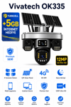 Vivatech OK335 4G Çift Solar Panelli Güvenlik Kamerası - Premium Serisi 12MP 4 Kameralı Gece Görüşlü Akıllı Kamera