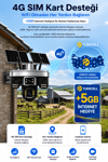 Vivatech OK335 64GB Hafıza Kartlı 4G Çift Solar Panelli Güvenlik Kamerası - Premium Serisi 12MP 4 Kameralı Gece Görüşlü (+5 GB İnternet)