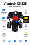 Vivatech OK336 128GB Hafıza Kartlı 4G Çift Solar Panelli Güvenlik Kamerası - Premium Serisi 12MP 4 Kameralı Gece Görüşlü (+5 GB İnternet)