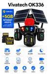 Vivatech OK336 128GB Hafıza Kartlı 4G Çift Solar Panelli Güvenlik Kamerası - Premium Serisi 12MP 4 Kameralı Gece Görüşlü (+5 GB İnternet)