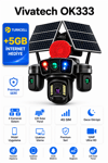 Vivatech OK336 4G Çift Solar Panelli Güvenlik Kamerası - Premium Serisi 12MP 4 Kameralı Gece Görüşlü Akıllı Kamera