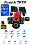 Vivatech OK337 64GB Hafıza Kartlı 4G Çift Solar Panelli Güvenlik Kamerası -  Premium Serisi 12MP AOV Sürekli Kayıt,  Sesli Konuşma (+5GB İnternet)