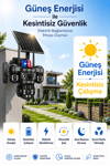 Vivatech ON-SG4366 128GB Hafıza Kartlı 4G Sim Kartlı Güneş Enerjili Güvenlik Kamerası - 9MP Üç Kameralı UltraHD Premium (+5 GB İnternet)