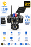 Vivatech ON-SG4366 128GB Hafıza Kartlı 4G Sim Kartlı Güneş Enerjili Güvenlik Kamerası - 9MP Üç Kameralı UltraHD Premium (+5 GB İnternet)