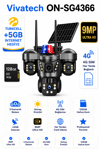 Vivatech ON-SG4366 128GB Hafıza Kartlı 4G Sim Kartlı Güneş Enerjili Güvenlik Kamerası - 9MP Üç Kameralı UltraHD Premium (+5 GB İnternet)