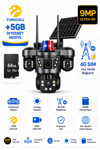 Vivatech ON-SG4366 64GB Hafıza Kartlı 4G Sim Kartlı Güneş Enerjili Güvenlik Kamerası - 9MP Üç Kameralı UltraHD Premium (+5 GB İnternet)