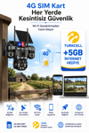 Vivatech ON-SG4366 64GB Hafıza Kartlı 4G Sim Kartlı Güneş Enerjili Güvenlik Kamerası - 9MP Üç Kameralı UltraHD Premium (+5 GB İnternet)