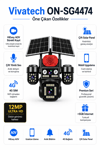 Vivatech ON-SG4474 4G Çift Solar Panelli Güvenlik Kamerası - 12MP HiEasy AOV Sürekli Kayıt, Çift Yönlü Ses,  4 Lensli Gece Görüşlü