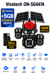 Vivatech ON-SG4474 64GB Hafıza Kartlı 4G Çift Solar Panelli Güvenlik Kamerası - 12MP HiEasy AOV Sürekli Kayıt,  Çift Yönlü Ses (+5GB İnternet)