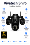 Vivatech Shiro 128GB Hafıza Kartlı WiFi Akıllı Güvenlik Kamerası - 16MP 4 Lensli Çoklu Görüş, HiEasy Gece Görüş Sesli Takip (+12V)