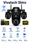 Vivatech Shiro 128GB Hafıza Kartlı WiFi Akıllı Güvenlik Kamerası - 16MP 4 Lensli Çoklu Görüş, HiEasy Gece Görüş Sesli Takip (+12V)