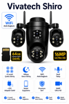 Vivatech Shiro 64GB Hafıza Kartlı WiFi Akıllı Güvenlik Kamerası - 16MP 4 Lensli Çoklu Görüş, HiEasy Gece Görüş Sesli Takip (+12V)