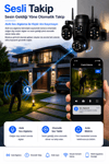 Vivatech Shiro WiFi Akıllı Güvenlik Kamerası - 16MP 4 Lensli Çoklu Görüş, HiEasy Gece Görüş Sesli Kişi Takibi (+12V Adaptör)