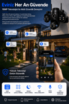 Vivatech Shiro WiFi Akıllı Güvenlik Kamerası - 16MP 4 Lensli Çoklu Görüş, HiEasy Gece Görüş Sesli Kişi Takibi (+12V Adaptör)