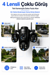 Vivatech Shiro WiFi Akıllı Güvenlik Kamerası - 16MP 4 Lensli Çoklu Görüş, HiEasy Gece Görüş Sesli Kişi Takibi (+12V Adaptör)