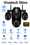Vivatech Shiro WiFi Akıllı Güvenlik Kamerası - 16MP 4 Lensli Çoklu Görüş, HiEasy Gece Görüş Sesli Kişi Takibi (+12V Adaptör)