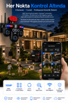 Vivatech Umeko 64GB Hafıza Kartlı WiFi Akıllı Güvenlik Kamerası - 16 MP 4 Kameralı 7 Lensli, 3 PTZ Motorlu 10X Optik Zoom (+12V Adaptör)