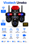 Vivatech Umeko WiFi Akıllı Güvenlik Kamerası - 16 MP 4 Kameralı 7 Lensli, 3 PTZ Motorlu 10X Optik Zoom IP66 Gece Görüş (+12V Adaptör)