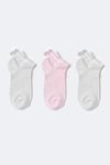 3'lü Paket Kız Çocuk Soft Bambu Step Çorap Beyaz/Beyaz/Pembe
