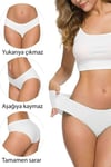 5 Adet Kadın Dikişsiz Lazer Kesim Esnek İz yapmayan Külot Beyaz mudanis