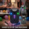 8 inç Kablosuz Karaoke Hoparlör Mikrofonlu, USB/TF/AUX, Işıklı, Şarjlı