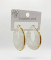 Beyaz Marble Gold Halka Küpe