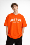 Boston - Baskılı Oversize Tişört TURUNCU
