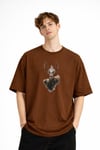 Deer - Oversize Erkek Tişört KAHVE