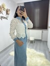 dantel detaylı pullu bluz