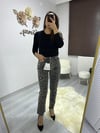Leopar desenli kesik paça jean