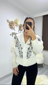 taş işlemeli triko kazak hırka