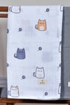 %100 Organik Pamuk Müslin Örtü-Kedi