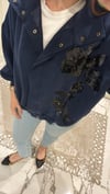 Pul Payet İşlemeli Lacivert Bomber Ceket