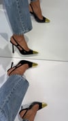 JESSİ GOLD METAL UÇLU STİLETTO SİYAH