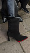 TERA HAKİKİ DERİ SÜET TOPUKLU ÇİZME SİYAH