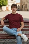 FIRSAT ÜRÜN BORDO %100 PAMUK TSHIRT