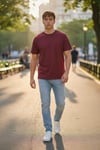 FIRSAT ÜRÜN BORDO %100 PAMUK TSHIRT