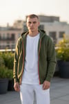 ÖZEL SERİ HAKİ (TURUNCU FERMUARLI) KAPŞONLU SWEATSHIRT