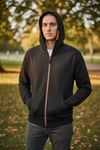 ÖZEL SERİ SİYAH (TURUNCU FERMUARLI) KAPŞONLU SWEATSHIRT